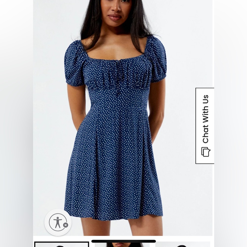 NWT LA HEARTS mini dress front tie blue pac sun